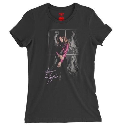 Janis Joplin Photo Ladies T Shirt - Relaxed Fit - ladiesblack