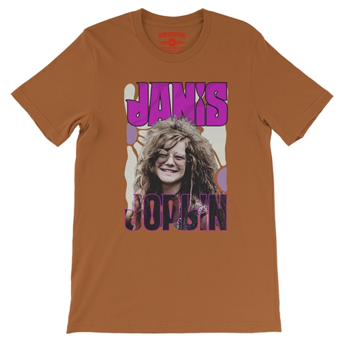 Janis Joplin T-Shirt - Lightweight Vintage Style - vintageburntorange