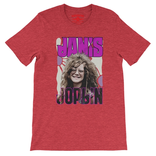 Janis Joplin T-Shirt - Lightweight Vintage Style - vintageheatherred
