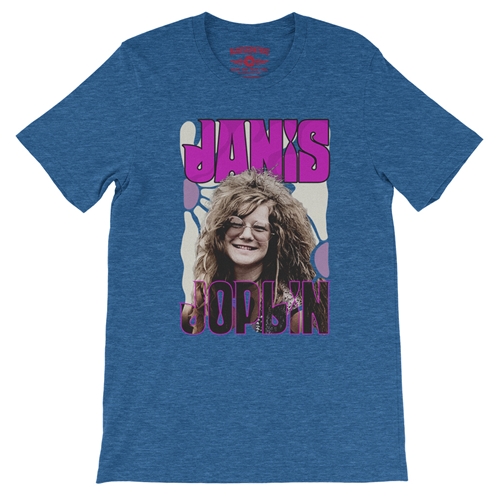 Janis Joplin T-Shirt - Lightweight Vintage Style - vintageheatherroyalblue