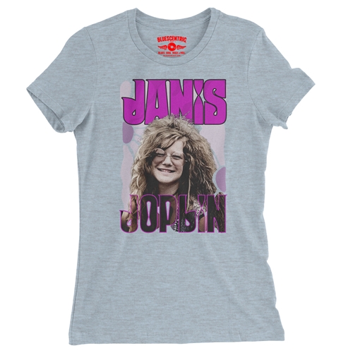 Janis Joplin Ladies T Shirt - Relaxed Fit - ladiesheatherprismblue