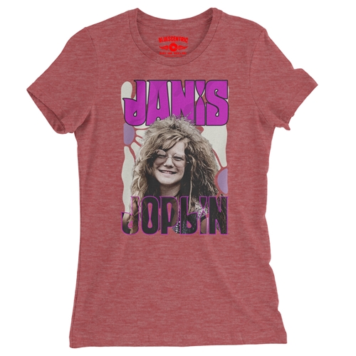 Janis Joplin Ladies T Shirt - Relaxed Fit - ladiesheatherred