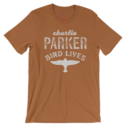 Charlie Parker Bird Lives T-Shirt - Lightweight Vintage Style - vintageburntorange