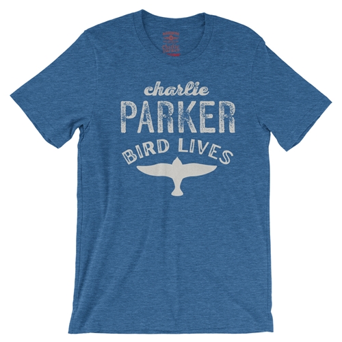 Charlie Parker Bird Lives T-Shirt - Lightweight Vintage Style - vintageheatherroyalblue