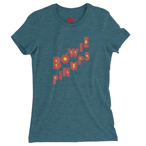 David Bowie Pinups Logo Ladies T Shirt - Relaxed Fit - ladiesheatherdeepteal