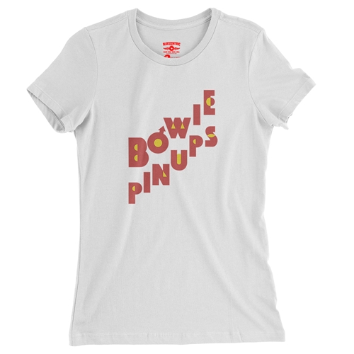 David Bowie Pinups Logo Ladies T Shirt - Relaxed Fit - ladieswhite