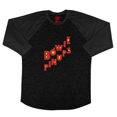 David Bowie Pinups Logo Baseball T-Shirt - raglanblackblacksleeve
