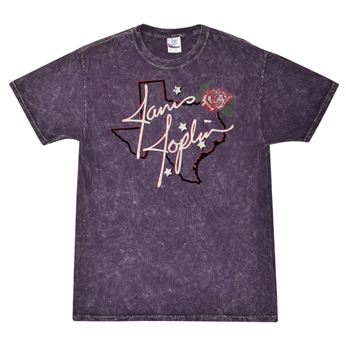 Janis Joplin Texas Rose T-Shirt - Purple Mineral Wash
