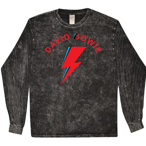 Retro David Bowie Long Sleeve T-Shirt - Black Mineral Wash