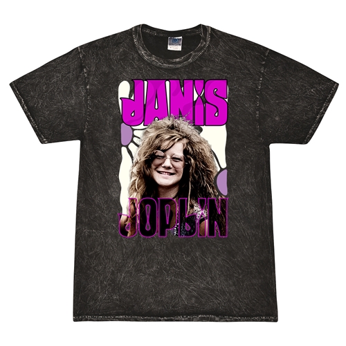 Janis Joplin T-Shirt - Black Mineral Wash