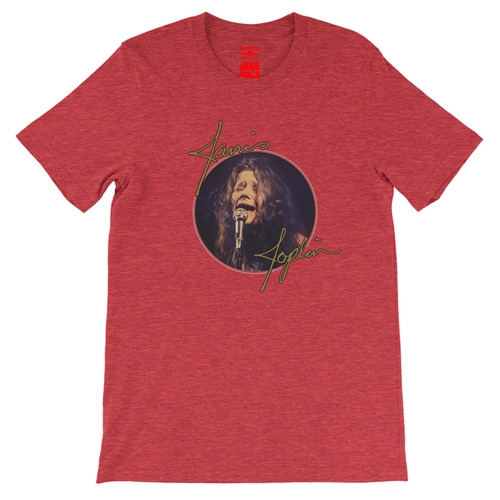 Janis Joplin Singing T-Shirt - Lightweight Vintage Style - vintageheatherred
