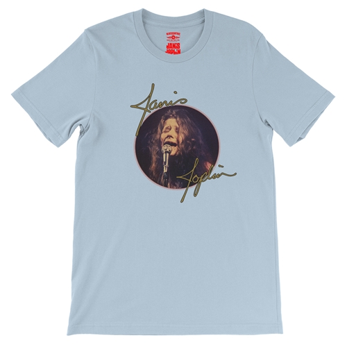 Janis Joplin Singing T-Shirt - Lightweight Vintage Style - vintagethrowbackblue