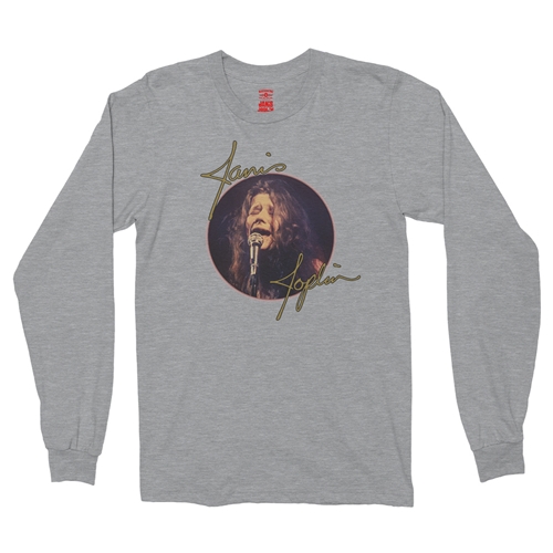 Janis Joplin Singing Singing Long Sleeve T-Shirt - longsleeveathleticheather