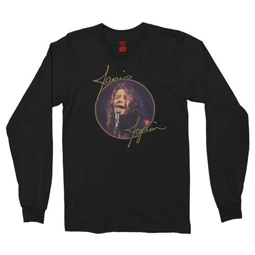 Janis Joplin Singing Singing Long Sleeve T-Shirt - longsleeveblack