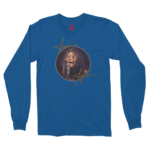 Janis Joplin Singing Singing Long Sleeve T-Shirt - longsleeveblue