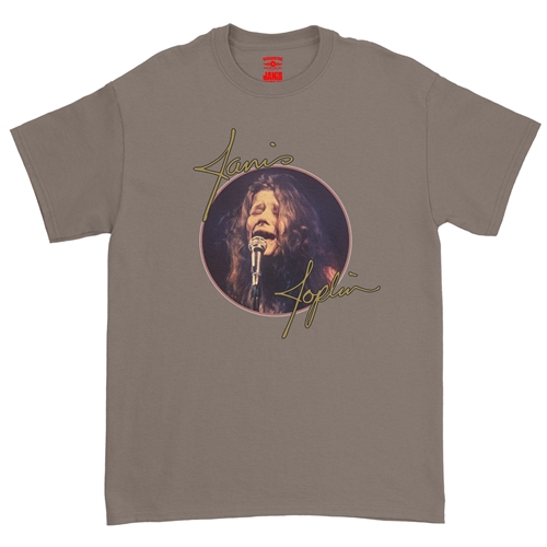 Janis Joplin Singing T-Shirt - Classic Heavy Cotton - classictaupe