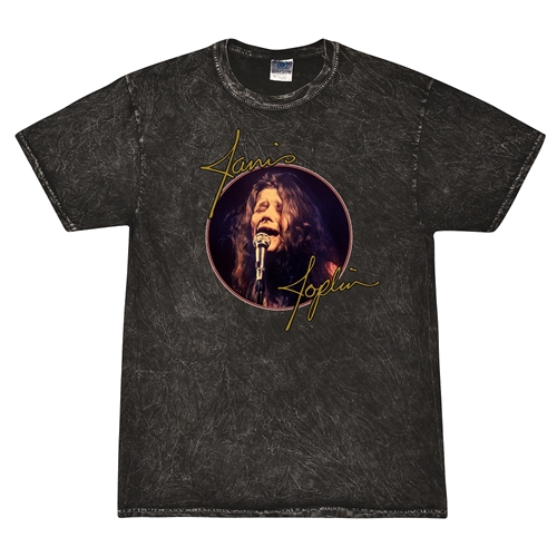 Janis Joplin Singing T-Shirt - Black Mineral Wash