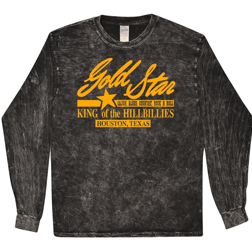 Gold Star Records Texas Long Sleeve T-Shirt - Black Mineral Wash