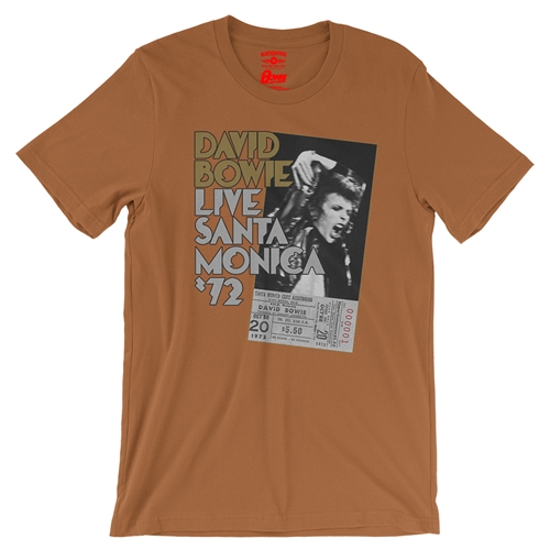 David Bowie Santa Monica T-Shirt - Lightweight Vintage Style - vintageburntorange