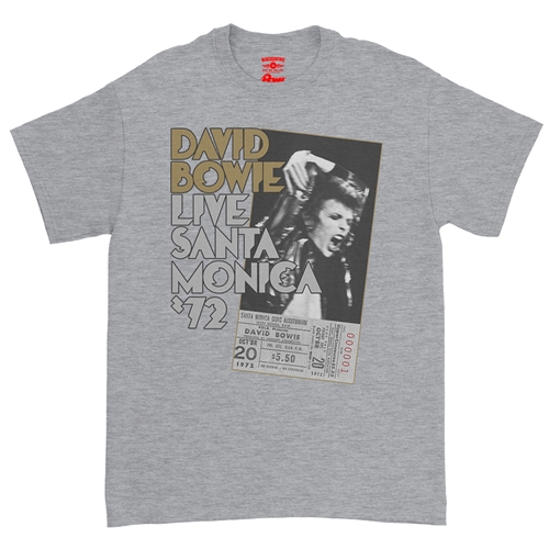David Bowie Santa Monica T-Shirt - Classic Heavy Cotton - classicathleticheather