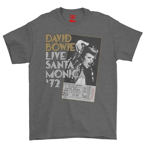 David Bowie Santa Monica T-Shirt - Classic Heavy Cotton - classicheathergrey
