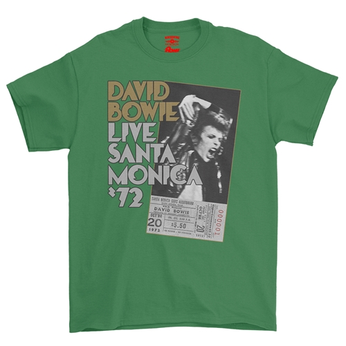 David Bowie Santa Monica T-Shirt - Classic Heavy Cotton - classickellygreen