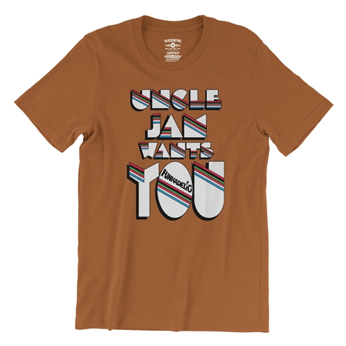 Funkadelic Uncle Jam Wants You T-Shirt - Lightweight Vintage Style - vintageburntorange