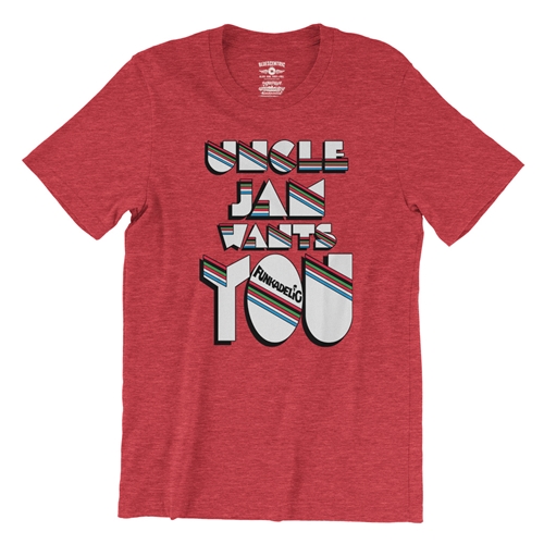 Funkadelic Uncle Jam Wants You T-Shirt - Lightweight Vintage Style - vintageheatherred