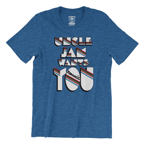 Funkadelic Uncle Jam Wants You T-Shirt - Lightweight Vintage Style - vintageheatherroyalblue
