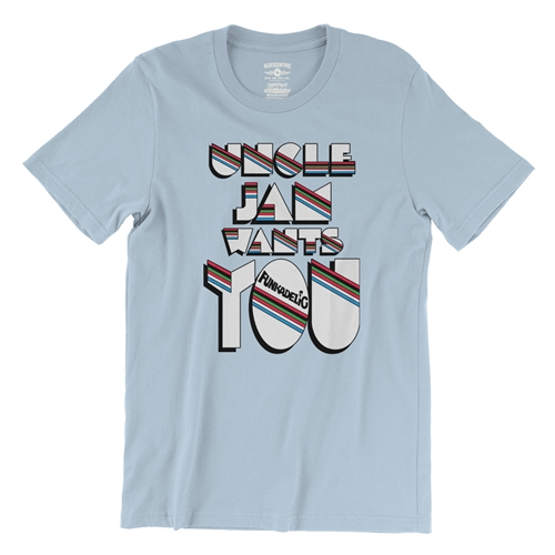 Funkadelic Uncle Jam Wants You T-Shirt - Lightweight Vintage Style - vintagethrowbackblue