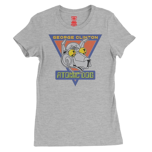 Retro George Clinton Atomic Dog Ladies T Shirt - Relaxed Fit - ladiesathleticheather