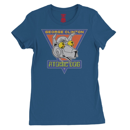 Retro George Clinton Atomic Dog Ladies T Shirt - Relaxed Fit - ladiesblue