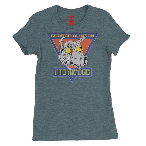 Retro George Clinton Atomic Dog Ladies T Shirt - Relaxed Fit - ladiesheatherdeepteal