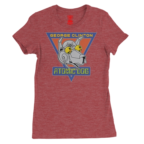 Retro George Clinton Atomic Dog Ladies T Shirt - Relaxed Fit - ladiesheatherred