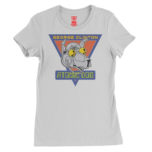 Retro George Clinton Atomic Dog Ladies T Shirt - Relaxed Fit - ladieswhite