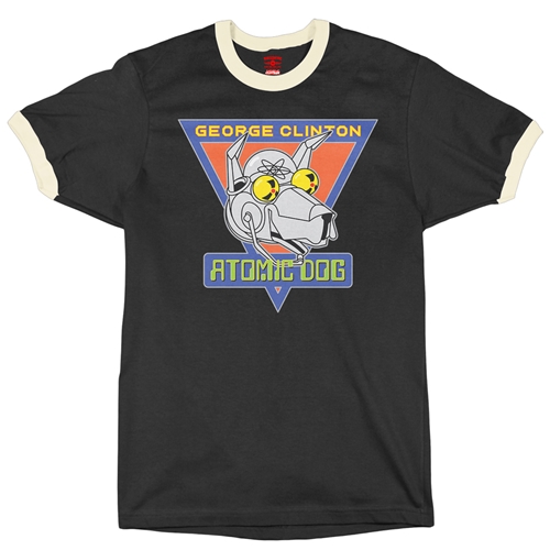 Retro George Clinton Atomic Dog Ringer T-Shirt - ringerblackcreamtrim