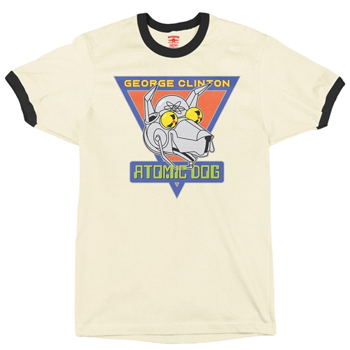 Retro George Clinton Atomic Dog Ringer T-Shirt - ringernaturalblacktrim