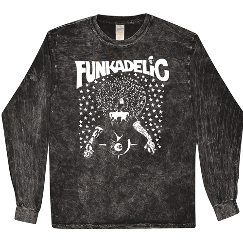 Black & White Funkadelic Concert Long Sleeve T-Shirt - Black Mineral Wash