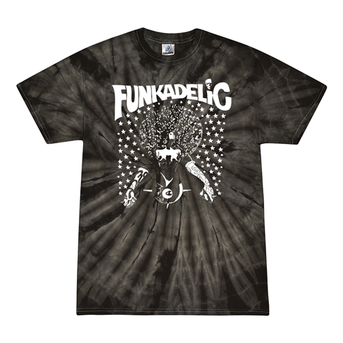 Black & White Funkadelic Concert Tie-Dye T-Shirt - Black