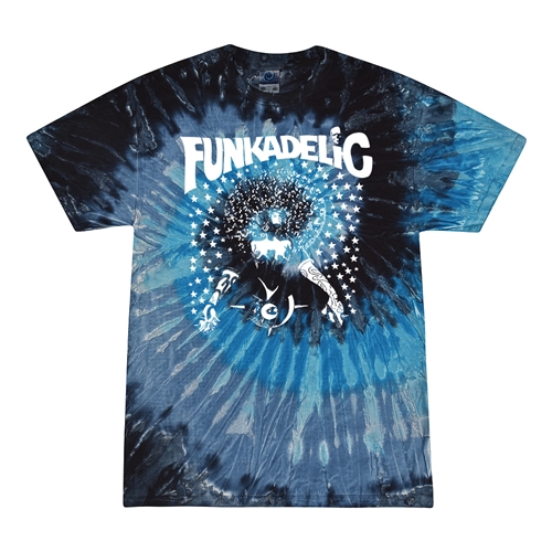 Black & White Funkadelic Concert Tie-Dye T-Shirt - Blue