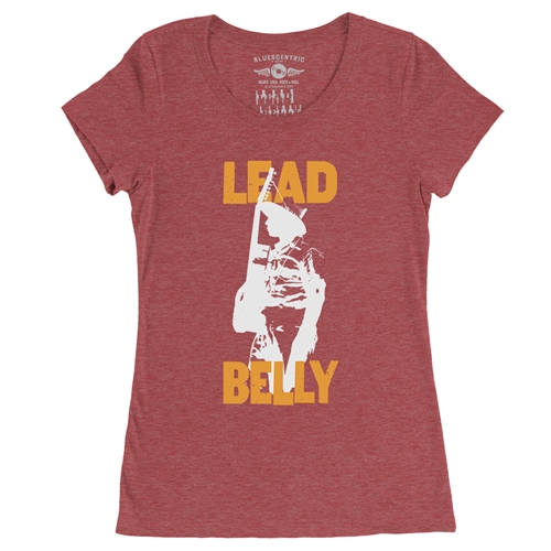 Retro Lead Belly Ladies T Shirt - Relaxed Fit - ladiesheatherred