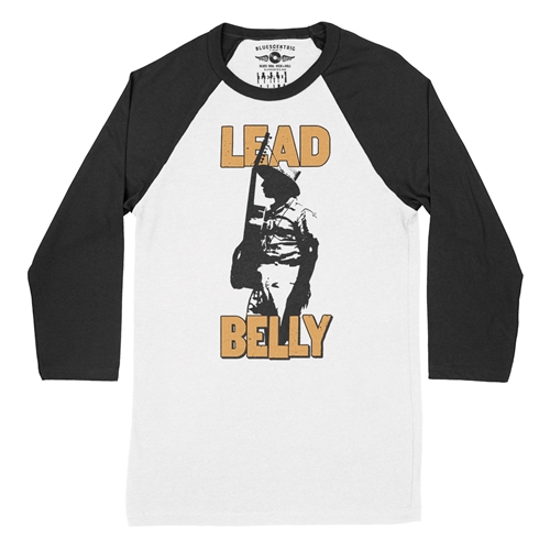 Retro Lead Belly Baseball T-Shirt - raglanwhiteblacksleeve