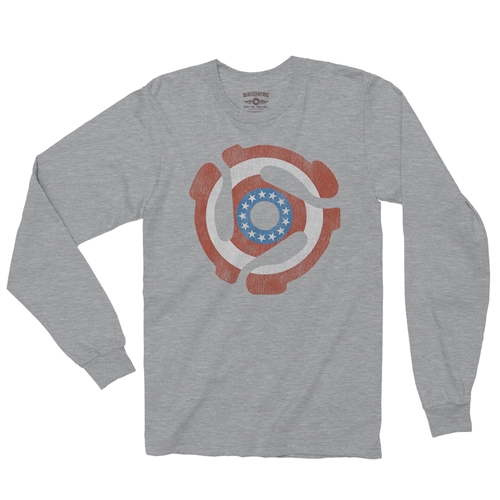 Patriotic 45 Record Adapter Long Sleeve T-Shirt - longsleeveathleticheather