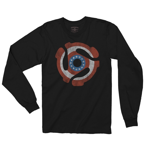 Patriotic 45 Record Adapter Long Sleeve T-Shirt - longsleeveblack