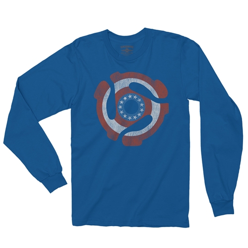 Patriotic 45 Record Adapter Long Sleeve T-Shirt - longsleeveblue