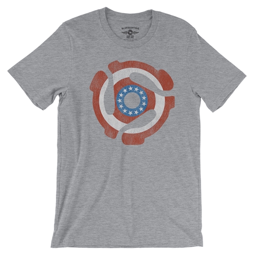 Patriotic 45 Record Adapter T-Shirt - Lightweight Vintage Style - vintageathleticheather