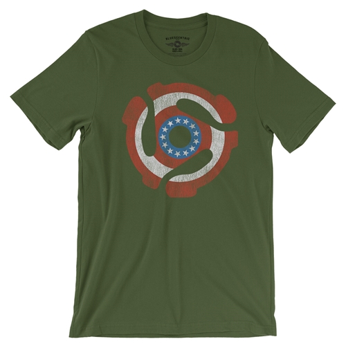 Patriotic 45 Record Adapter T-Shirt - Lightweight Vintage Style - vintageolive