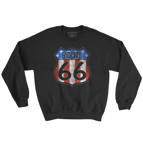Patriotic Route 66 Crewneck Sweater - crewneckblack
