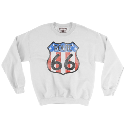 Patriotic Route 66 Crewneck Sweater - white