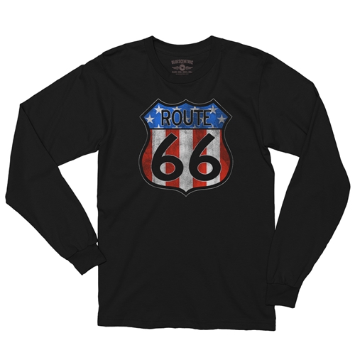 Patriotic Route 66 Long Sleeve T-Shirt - longsleeveblack